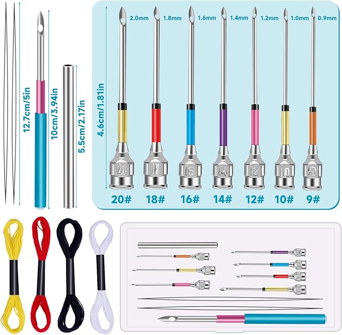 Mayboos 15 Pcs Punch Needle Kit, 8 Sizes Embroidery Punch Needle
