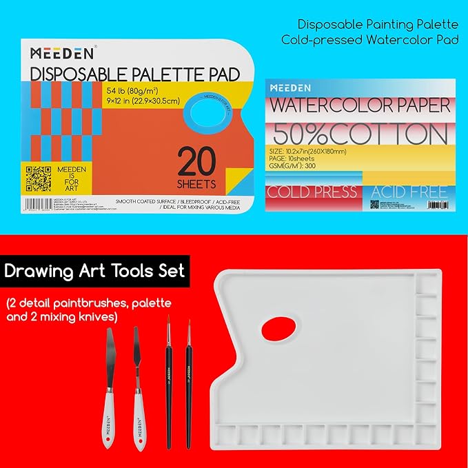 MEEDEN 142 PCS Painting Kit: Art Supplies with Aluminum & Tabletop Easel | Painting Set for Adults Artists Beginners - All in One Art Supplies with Acrylic Oil Watercolor Gouache Paints Canvas