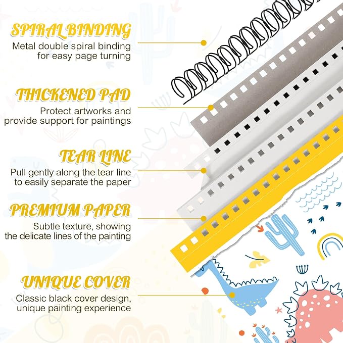 8.5 × 11 Sketch Book for Kids, 50 Sheets, Spiral Acid-Free Drawing Pad | 68lb/100gsm Paper, Perforated Pages, 360° Spiral Binding, Hard Back Cover, for Pencil, Charcoal, Pastel & Crayon