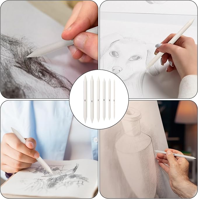 Sliverdew Blending Stump, 12 PCS Tortillions Blending Pencil Oil Pastel Blending Tools Shading Pencils Soft Paper Felts Sketch Blending Sticks for Artist Student Sketch Drawing Supplies (6 Sizes)