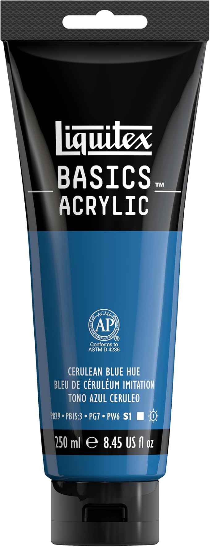 Liquitex BASICS Acrylic Paint, 8.5-oz Tube, Cerulean Blue Hue | Medium Viscosity, Satin Finish, Lightfast, Fine Art Pigments, Range of Opacities, Easy Blending