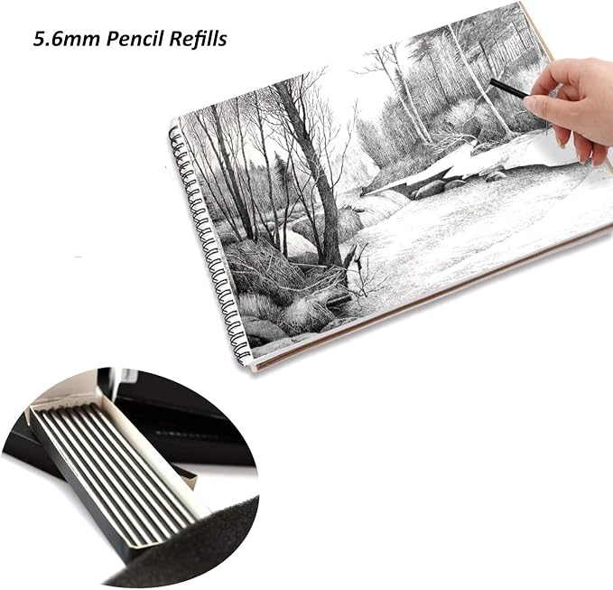 5.6MM Mechanical Pencil Leads - Graphite, Soft, Medium, Hard - Clutch Pencil Refills for Drafting, Sketching, Crafting, Wood Working - 6 PCS