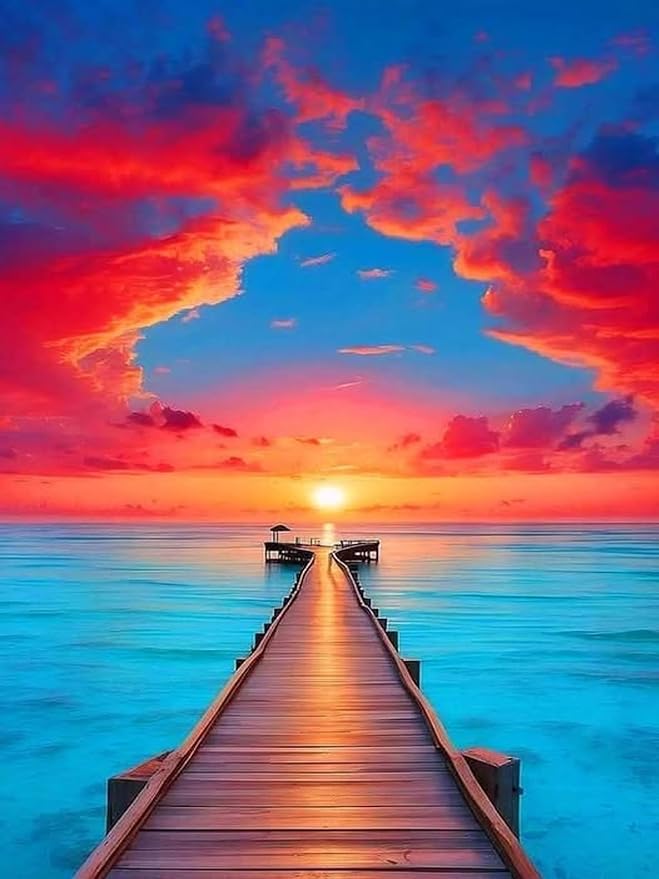ijbnhd Sunset Diamond Art Kits for Adults 12x16in