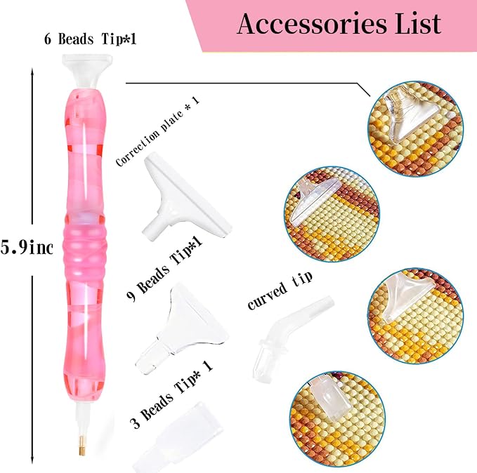 Diamond Painting Pen, Handmade Resin Diamond Painting Pens with Glue Clay and Various Tips, More Comfortable and Faster, 5D Diamond Painting Tools for Diamond Paintings Hobby