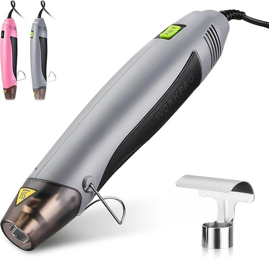 WORKPRO 400W Mini Heat Gun with Reflector Nozzle and 2 Temp Settings | 482℉/842℉ Dual Temperature Settings, 5.9ft Cable, Overload Protection, Ideal for Crafts, PVC Shrink Wrapping and Embossing