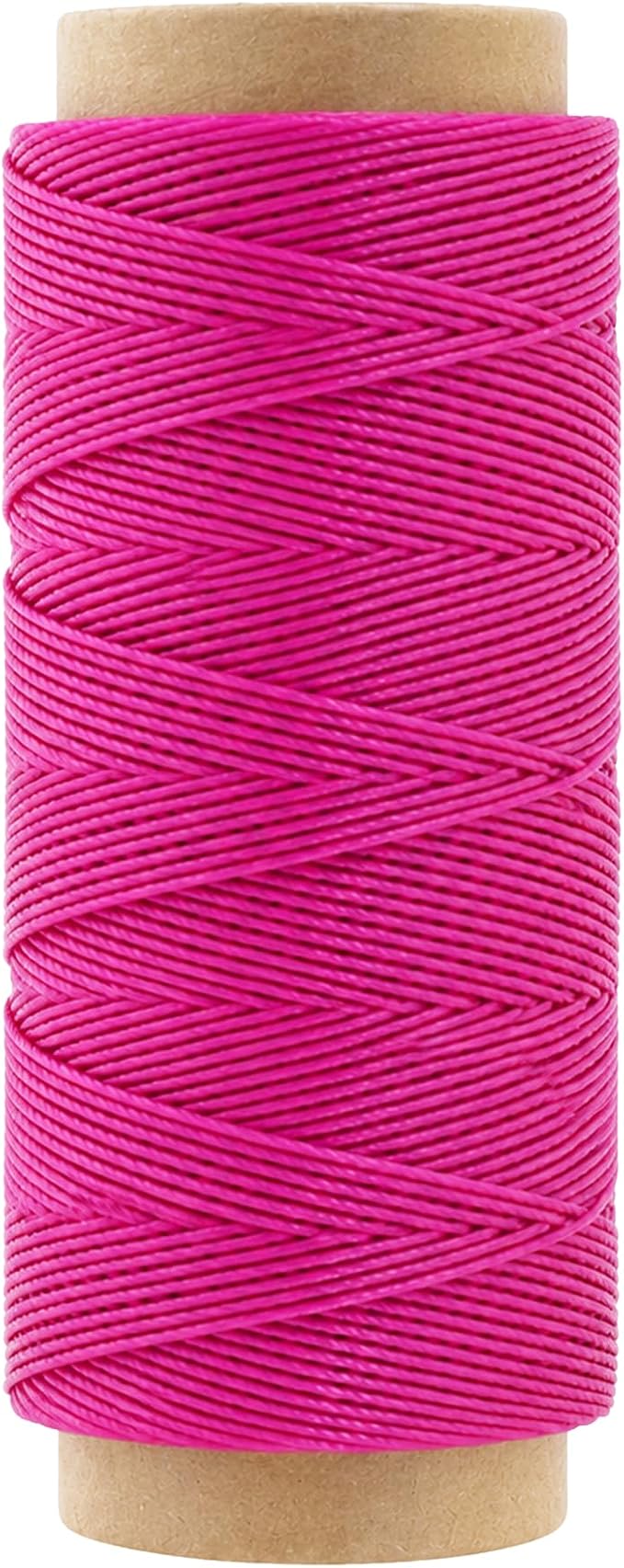 Mandala Crafts 80M 0.8mm Magenta Round Waxed Thread for Leather Sewing