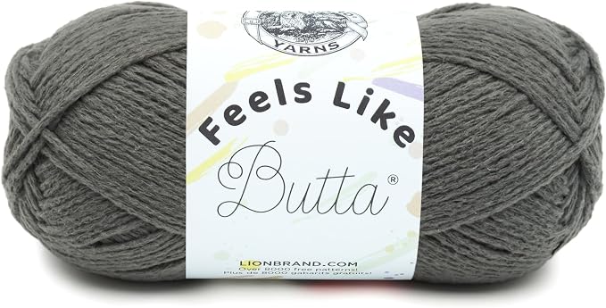 Lion Brand Yarn, Feels Like Butta Soft Crochet Yarn, Charcoal, Gray, 1 Pack | Buttery Soft Machine Washable Worsted Weight Knit Fiber for Cuddly Baby Blankets, Warm Sweaters, Smooth Amigurumis