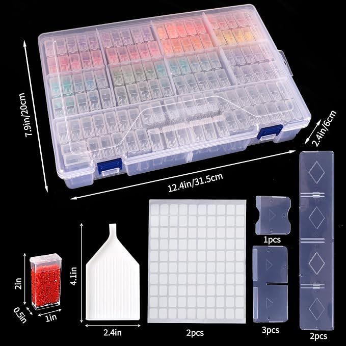 SGHUO Diamond Painting Storage Container 120 Slots Bead Organizer Box Tools
