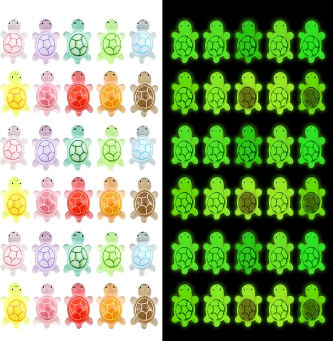 120Pcs Mini Resin Turtles, Glow in the Dark Miniature Tiny Turtles for Crafts, Micro Resin Animals Figurines for DIY Fairy Garden Dollhouse Micro Landscaping Decoration