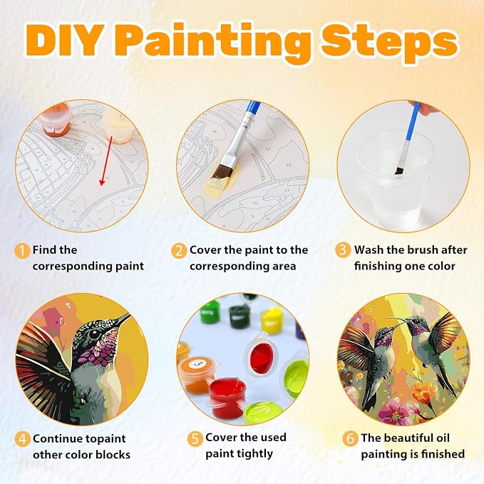 CRZMODE Hummingbird Paint by Numbers Kit for Adults, Hummingbird Paint by Numbers for Adults, Acrylic Painting Crafts for Home Decor Gift (16x20inch)