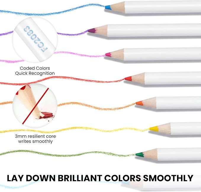 Four Candies 120 Oil-Based Colored Pencils Set with Zipper Case | Soft Core, Durable, Vibrant Colored Pencils for Coloring, Drawing, Blending, Includes 3-Color Sketchbook, Gift for Beginners