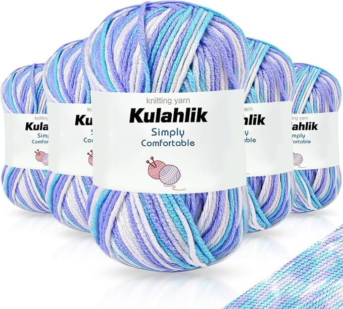 250g(5x50g) Acrylic Yarn for Crochet/Knitting, Colorful Gradient Yarn Thread, 5 Rolls Skeins, Perfect for Any Knitting Crochet and Crafts Mini Project