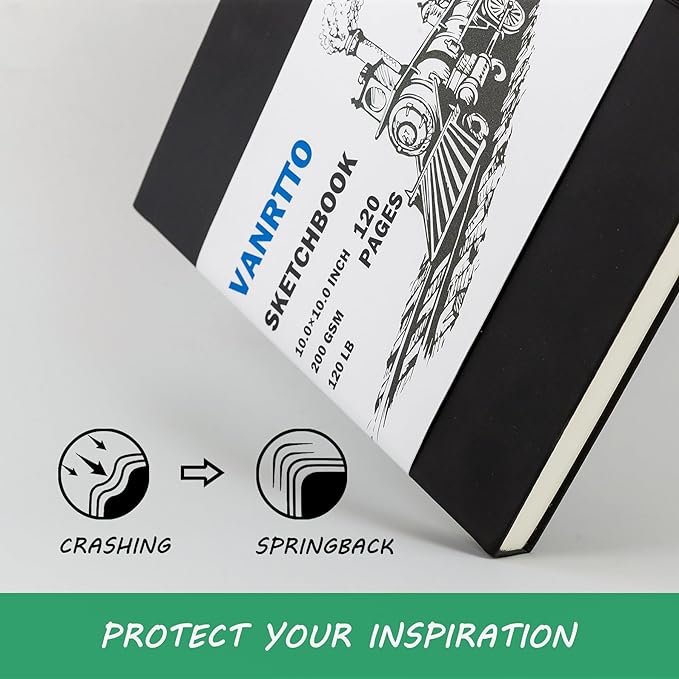 Vanrtto Sketch Book, Square Mixed Media Sketchbook 4.5x4.5 in 2 Pack | Hardcover Square Sketch Book 120LB/200GSM Drawing Paper, 240 Pages/120 Sheets Sketch Pad for Adults, Mixed Media Sketchbook