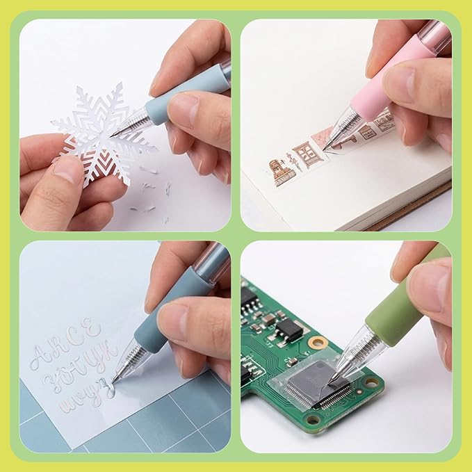 6 Pack Retractable Craft Knife Pen Set Precision Hobby Cutting Tools for Paper Card Vinyl Scrapbooking DIY Art Detail Cutter with Assorted Colors Replaceable Blade Easy Control