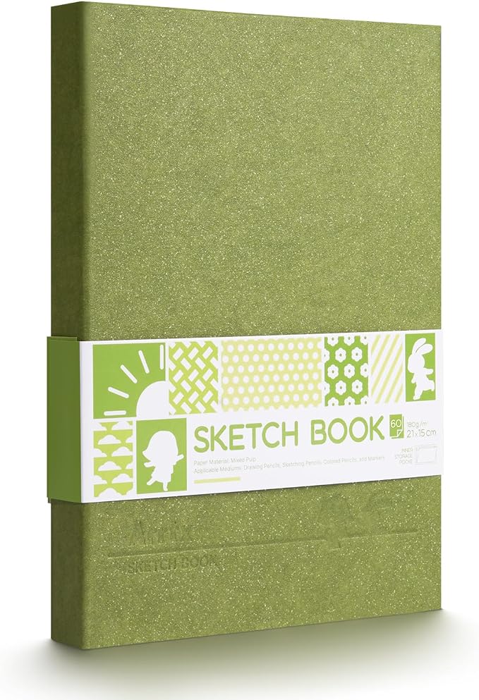 Arrtx Hardcover Sketch Book, 60 Sheets, 8.5 x 6.1 Inches