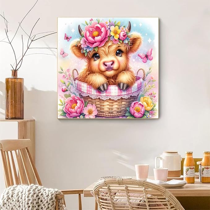 bleihum Highland Cow Diamond Art Kits for Adults 12x16inch