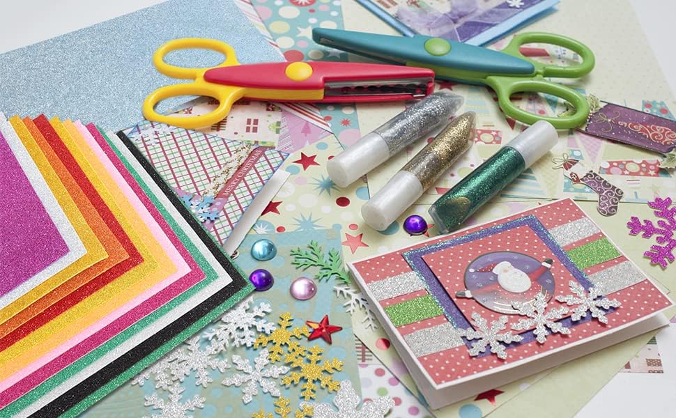 20 Sheets Glitter Paper Sheet for Crafts St. Patrick's April Fool's Memorial Father's Day Decor Table Decor, A4 Cardstock Self-adhesive Paper for Scrapbook Graduation DIY Card (Multicolor)