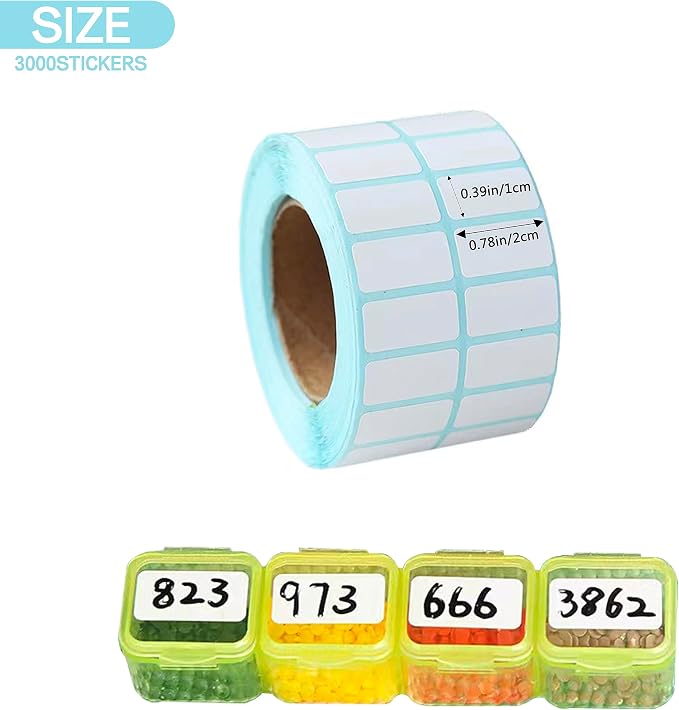 3000 Pieces Diamond Painting Storage Containers White Labels, Diamond Painting Bead Kits for Name Number, Self-Adhesiven Blank Writable Small Art Stickers for Office DIY (Rectangle)