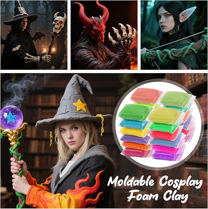 CALPALMY Air Dry Clay, 24-Pack Colors Moldable Cosplay Foam Clay for Kids Gifts Partty and School Project Supplies, Perfect for Crafts Sculpting and Artistic Projects (8.5oz/Pack)