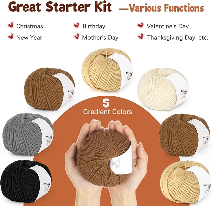 Katech 20 Skeins Cotton Yarn for Crocheting-Crochet Yarn Set-(Color D) | 55% Cotton 45% Acrylic#3 DK (Light)-Super Soft Milk Cotton Yarn-Great Crochet and Knitting Starter Kit for Colorful Craft
