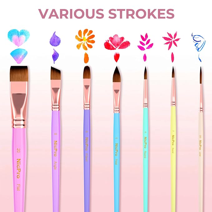 Nicpro 7pcs Face Paint Brush Set,Aesthetic Pastel Face & Body Paint Brushes