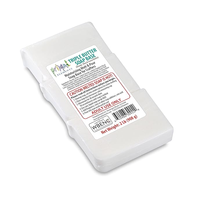 Primal Elements Triple Butter Soap - Moisturizing Melt and Pour Glycerin Soap Base for Crafting and Soap Making, Easy to Cut - 2 Pound
