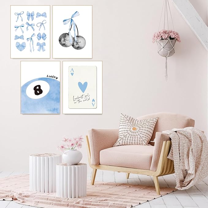 4 Pack Bow Diamond Art Kits for Adults Diamond Painting Kit for Beginner | Cute Blue 5D DIY Diamond Dots Full Drill Crafts for Gem Art Dot Art for Adults Home Wall Decor for Teens Boys Girls 10x12in