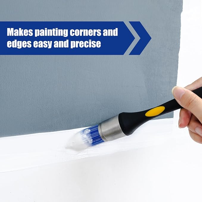 Mister Rui Round Trim Brush Set, 3 Pcs Paint Brushes for Trim, Tight Space | Corner Paint Brush, Small Crevice Paint Brush Edger for Touch up, Detail Work, Window Trim, Door-5/8”, 3/4” and 1”