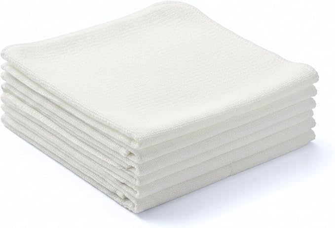 Flour Sack Shop Towels, Natural Cotton Cleaning Towels 14" x 12", Pack of 6 Reusable Absorbent Towels for Garage, Automotive, Workshop, Kitchen Cleaning, Polishing, Dusting & Multi-Purpose Use