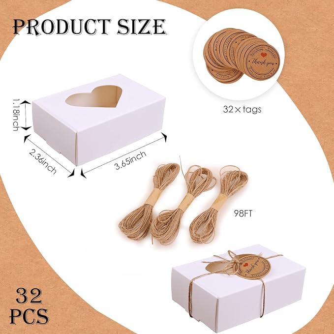 Soap Boxes for Homemade Soap, Soap Packaging Gift Box with Window | 3.54 X 2.36 X 1.18 Inch Soap Packaging Gift boxes White with Window, Small Rectangular Soap Boxes (32PCS)
