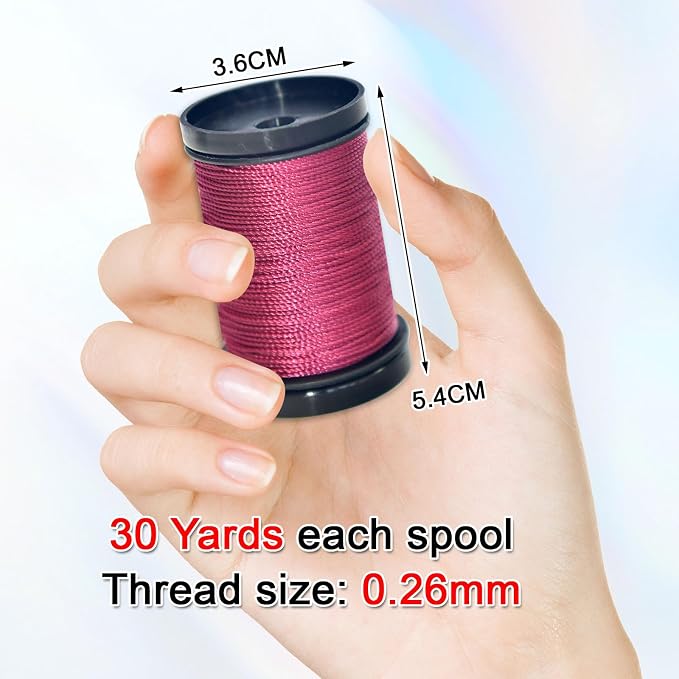 30 Yards Heavy Duty Extra Strong Upholstery Nylon Sewing Thread for Machine, Home, Hand, Craft, and Denim Leather，Color：Dark red
