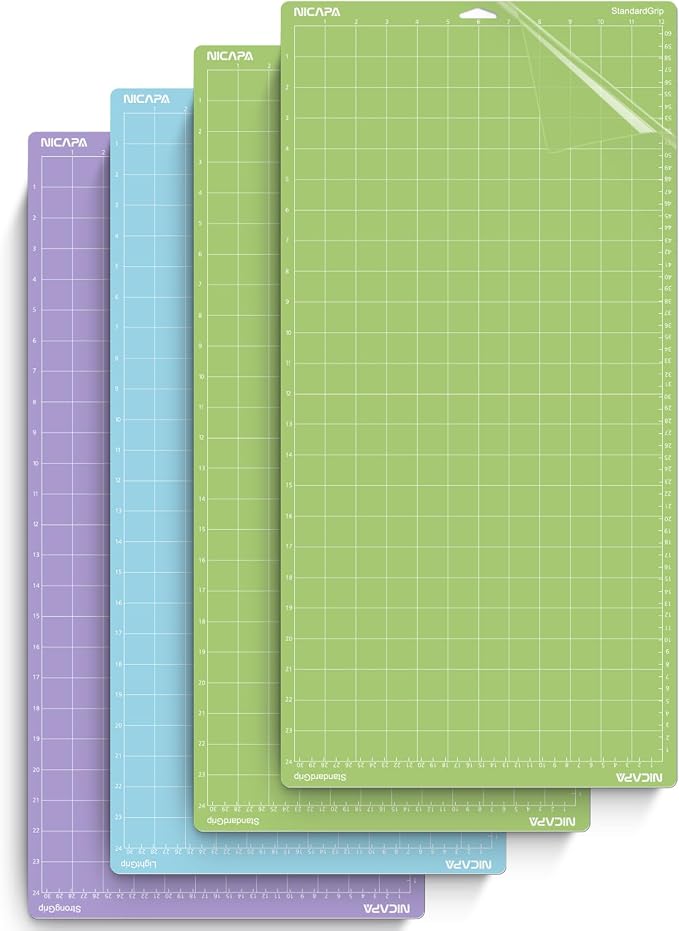 12x24 inch Cutting Mat for Cricut Maker 3/Maker/Explore 3/Air 2/Air/One (4pack-2 x Standard，Light，Strong) Adhesive&Sticky Variety Cut Mats Set