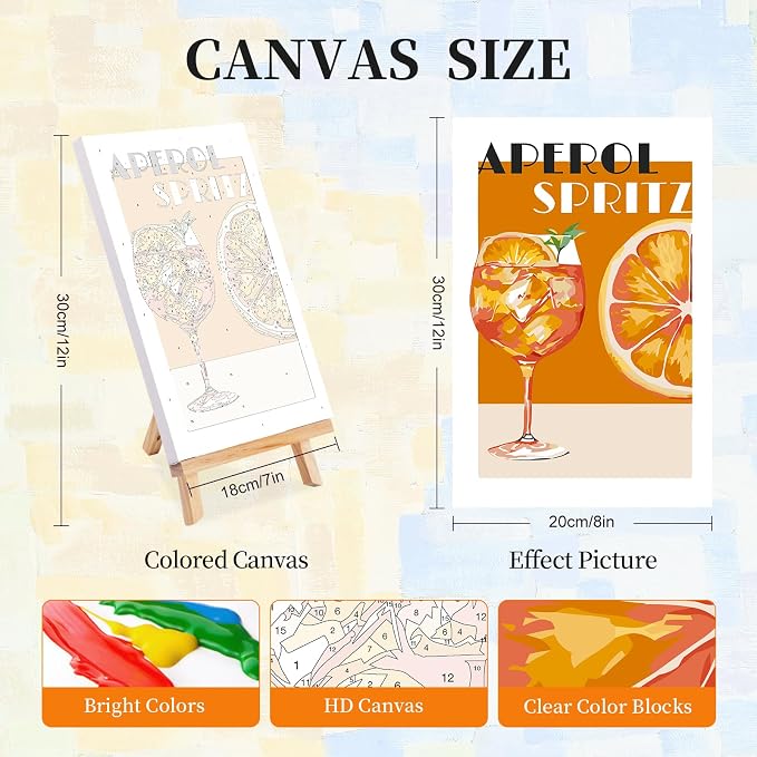 Okarina 4 Pack Paint by Numbers Kit for Adults with Frame, Retro Cocktail | DIY Acrylic Painting Kit with Wooden Easel, Framed Paint by Number for Beginners, Home Wall Decor & Gift, 8 x 12 Inch