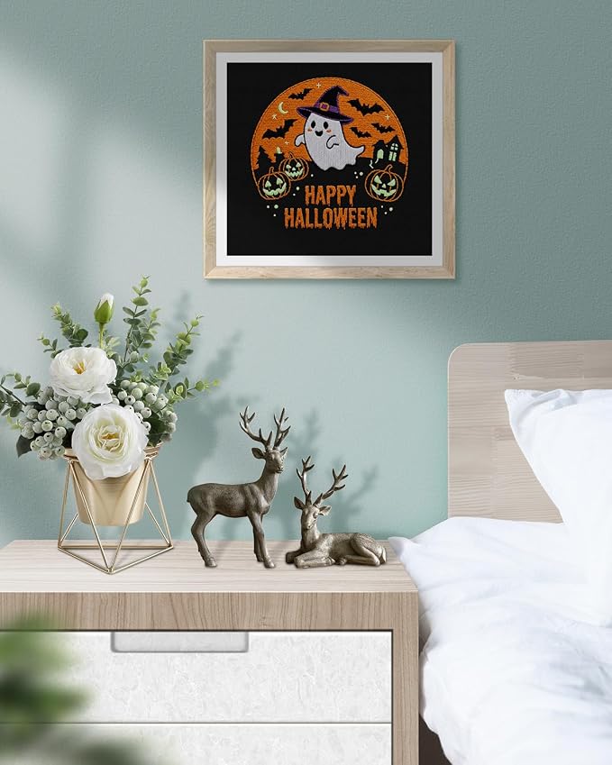 TINDTOP Halloween Embroidery Kit for Adult, Embroidery DIY Starter Kit, with Stamped Patterns, Hoop, Tools, Colorful Threads with Needles, Instructions (Halloween B)