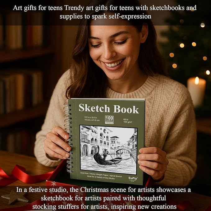 SuFly Small Sketchbook, Sketch Book 5.5 X 8.5, Pack of 1 (68lb/100gsm), 100 Sheets Artist Sketch Pad, Acid Free Drawing Paper, Art Paper for Drawing and Painting & Adults.