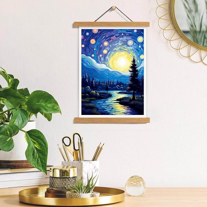 Baipisan Starry Night Diamond Art Painting Kits for Adults, Full Drill Diamond Dots Paintings for Beginners, Round 5D Paint with Diamonds Pictures Gem Art Painting Kits DIY Crafts Kits 12x16inch