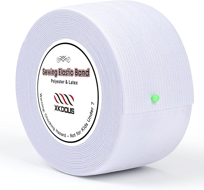 XKDOUS Elastic Band for Sewing, 2 Inch 7 Yards, White