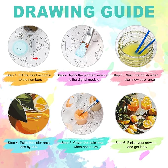 Paint by Numbers Kit for Adults, Lemon Number Painting, 16 x 20 Inch | DIY Adult Paint by Number Kit on Canvas for Beginners, without Frame, Home Wall Decor, Stress Relief Craft Gift