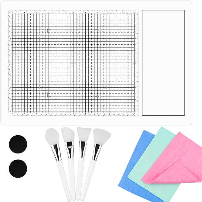 9Pcs/SetMagnetic Glass Craft Mat Set; 15.75"x10.24"Heat Resistant Glass Media Cutting Mat W/MagnetsGridlines and measurements; for Cutting, Stamping, Mixed Media, Heat Embossing and Hot Glue Projects