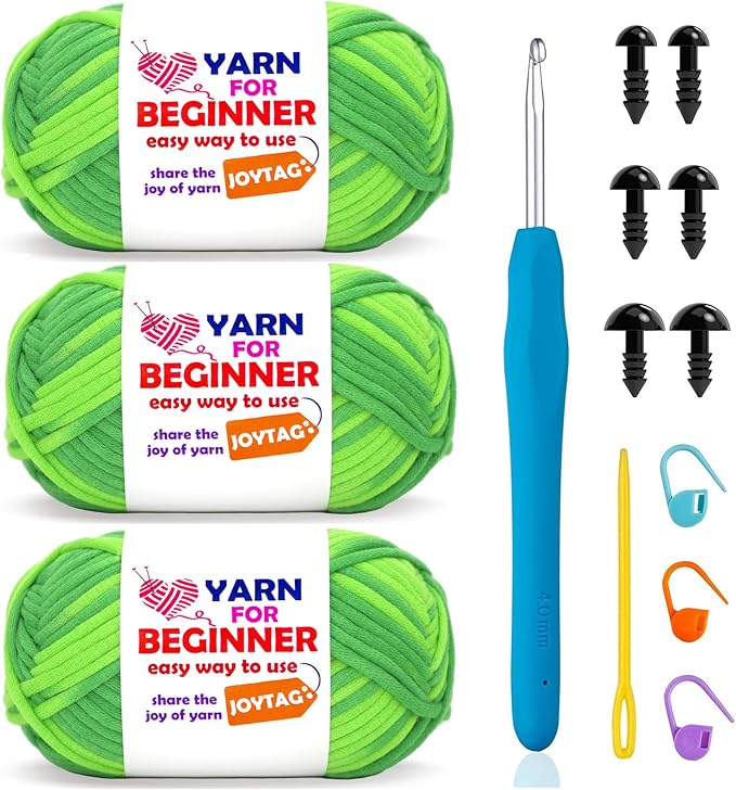3 Pack Rainbow Beginner Crochet Yarn for Crocheting and Knitting Multicolor Cotton Crochet Yarn for Beginners(Green Variegated)