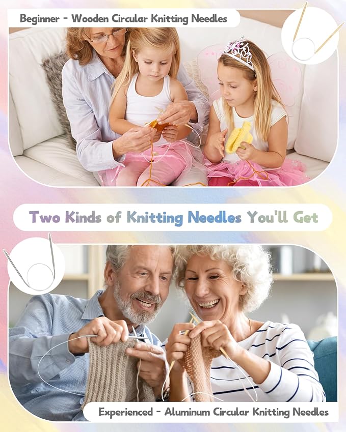 Katech Beginner Knitting Kit for Adults-Includes Book, Needles, Soft Yarn-Art Craft Kit for Learning to Make Dishcloths