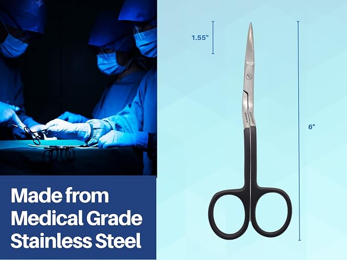 ARTMAN INSTRUMENTS Bent Handle Curved Embroidery Scissors - 6 Inch Curved Applique Scissors for Machine Embroidery, Fabric Stitches, and Crafting - Premium Stainless Steel with Precision Blades