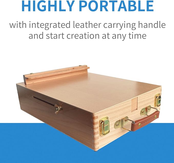 Falling in Art Wooden Tabletop Easel, Beech Wood Sketchbox Desktop Easel | Painting, Portable Art Drawing Easel for Beginners and Professionals