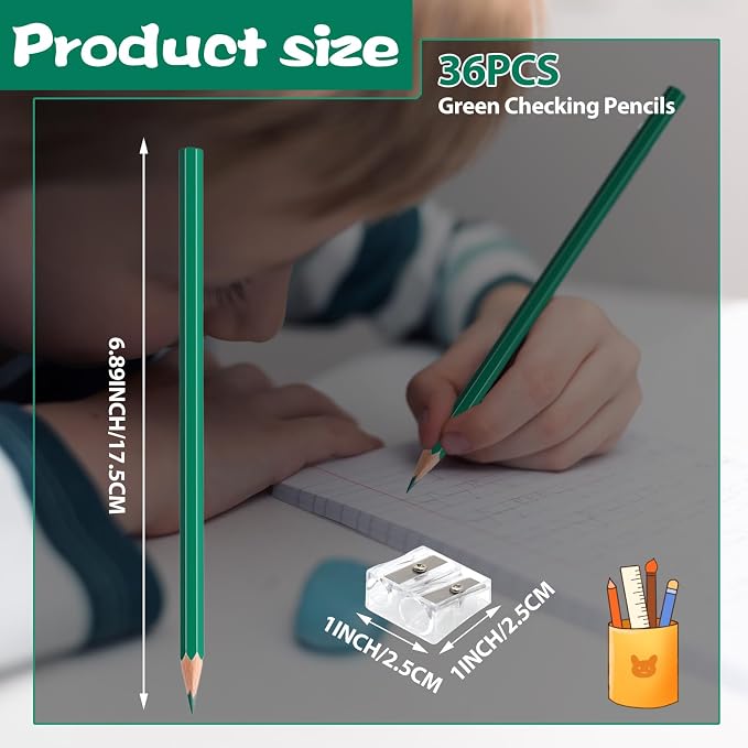 36 Pack Green Colored Pencils for Kids, Pre-sharpened Art Pencils Back to School Supplies Set, Drawing Sketching Pencils for Students, Teachers, Classroom