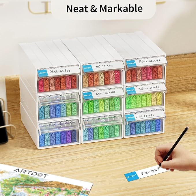 ARTDOT Storage Containers for Diamond Painting, 9 Pack Stackable Craft Storage Organizer 315 Slots Individual Containers for Diamond Art Beads Nail Pill Rhinestones Seed