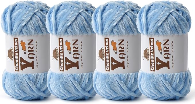 Chenille Crochet Azure Yarn 4 Pack
