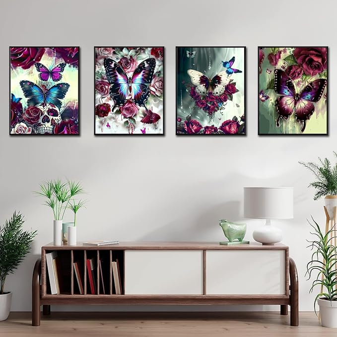 Leatrice Skull Diamond Painting Kits for Adults Butterfly Diamond Art Kits