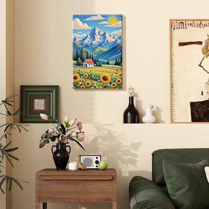 SparkGlow Framed Paint by Numbers Kit for Adults Landscape, 8×12 Inch | Mountain Painting by Numbers, Premium Materials, Number Painting for Gift, Home Decoration, Relaxing and Joyful