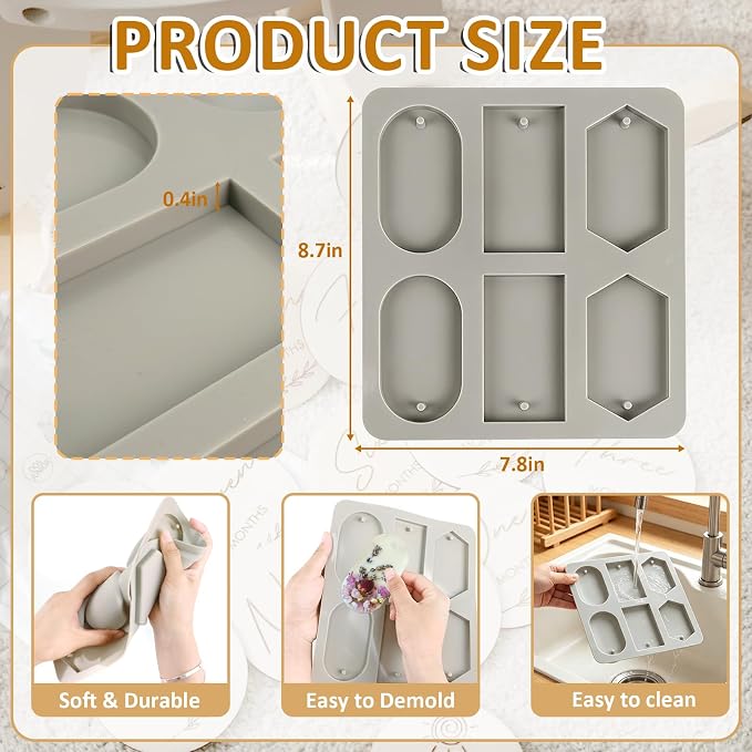 Silicone Wax Sachets Molds 2Pcs Rectangle Rhombic Elliptical Wax Mold Epoxy Casting Jewelry Making Molds Christmas Wax Melt Mold with Hanging Hole for DIY Jewelry Keychain Making Pendant Crafts