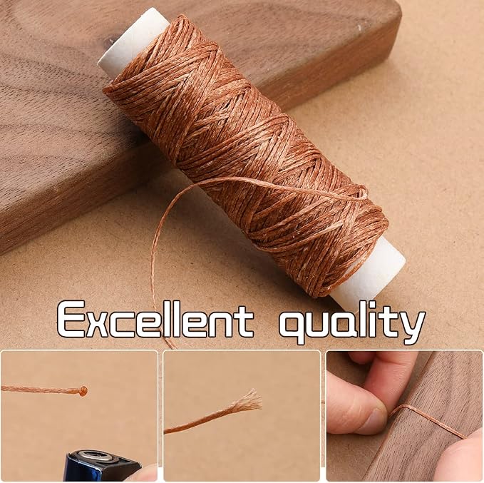 Ftyiwu Waxed Thread, Upholstery Needle and Thread 32 Yards Dark Khaki